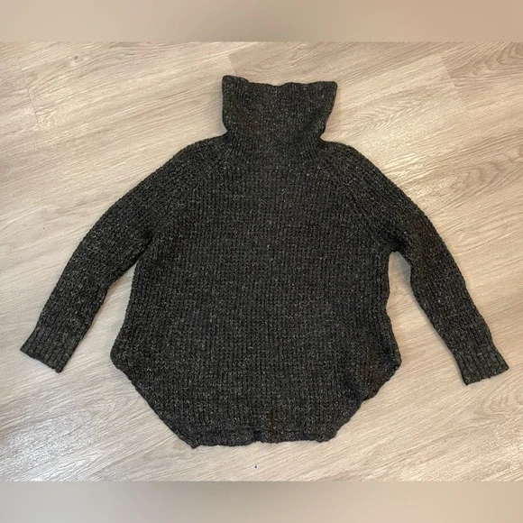 FREE PEOPLE Grey Knit Oversized Sweater Wool/linen Blend. - Picture 3 of 8